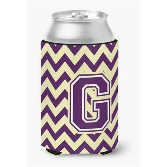 Letter G Chevron Purple & Gold Can or Bottle Hugger, 0.25 x 4 x 5.5 in.