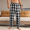 thumbnail image 5 of Havenx Mens Pajama Pants Plaid Pajamas Pants 2025 Plus Size Sleep Pants Elastic Waist Wide Leg Soft Lounge Pants,Black S, 5 of 6