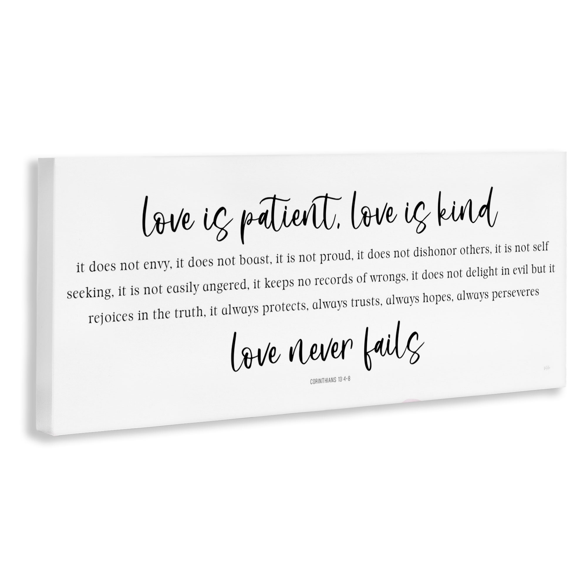 Stupell Industries Love Never Fails Proverb Canvas Wall Art, design by Natalie Carpentieri