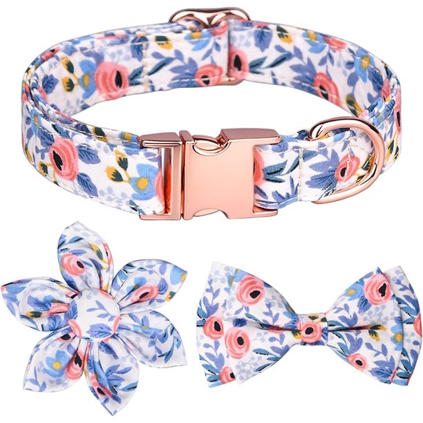 Collares para mascotas WEIHJMXG decorados con flores ajustable S 1,5 cm 26 a 42 cm