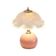 thumbnail image 3 of Vintage Scalloped Glass Shade Table Lamp Multi Color Round Base Warm Ambient Bedside Lamp for Bedroom Living Room Office Decor Holiday Housewarming Gift, 3 of 6