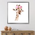 thumbnail image 3 of Designart 'Portrait of A Giraffe With Pink Flowers' Farmhouse Framed Art Print, 3 of 4