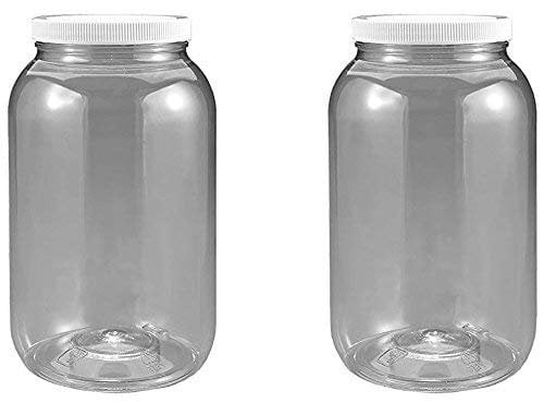 1 Gallon Plastic Jar 2 Pack Wide Mouth, Clear, with Lined Fresh Seal ...