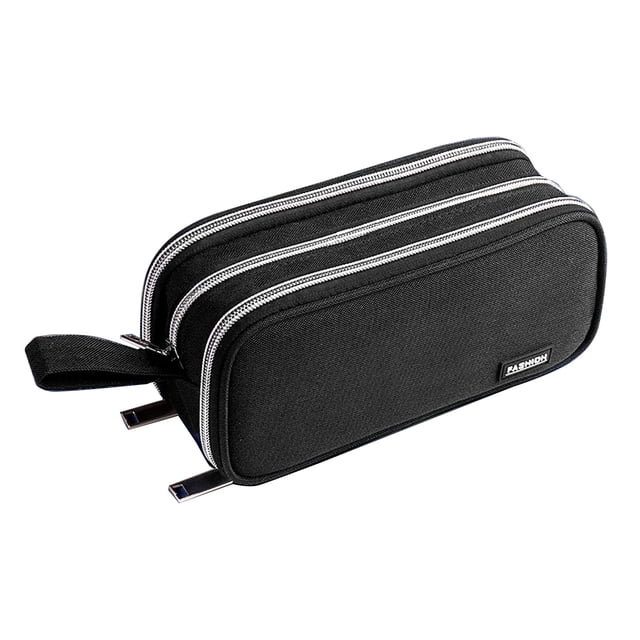 Estuche portátil para bolígrafos, gran capacidad, almacenamiento de papelería de tres capas, color negro, multicolor, 60_x_180_cm