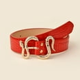 thumbnail image 2 of Prolriy Belts for Women Leather Belt Thin Fashion Women Waist Design Buckle Waistband Belt Womens Belt Red One Size, 2 of 3