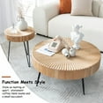 thumbnail image 7 of COZAYH 2-Piece Modern Farmhouse Living Room Coffee Table Set, Nesting Table Round Natural Finish with Handcrafted Wood Radial Pattern, 7 of 7