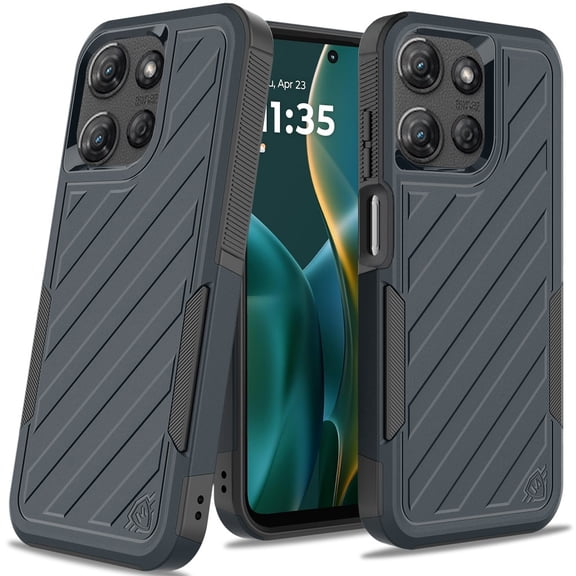 For Motorola Moto G Stylus 5G 2025 Hybrid lined shockproof dual layer Rugged 2in1 Hard PC & Silicone TPU Non Slip Textured Tough Armor Cover, XPM Phone Case [Blue]