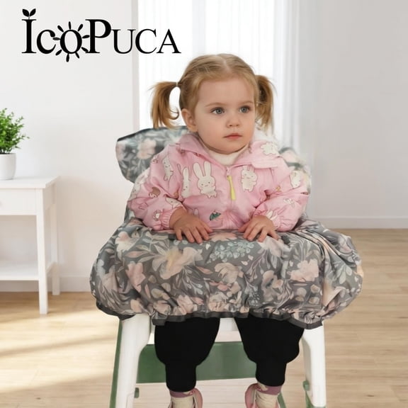 ICOPUCA Portable Shopping Cart Cover for Baby Girl,Cart Covers for Babies, Infant High Chair Cover, Machine Washable, with storage bag Toddler Grocery Cover Flowers printing