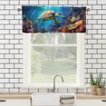 thumbnail image 3 of Turtle Kitchen Valance Curtains Ocean Animal Coral Seaweed Underwater World Window Valance for Living Room Bathroom Bedroom, Kitchen Valance Rod Pocket Window Decor Curtain 54 by 18 in, 1 Panel, 3 of 6