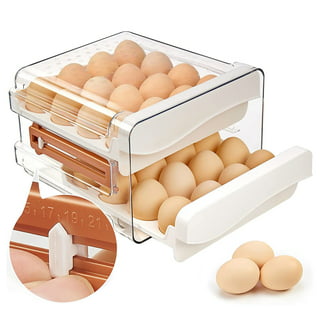 Voltenick 14Eggs Egg Storage Boxes Eggs Container Organizer with Lid  Plastic Refrigerator Egg Holder(2 pcs) 