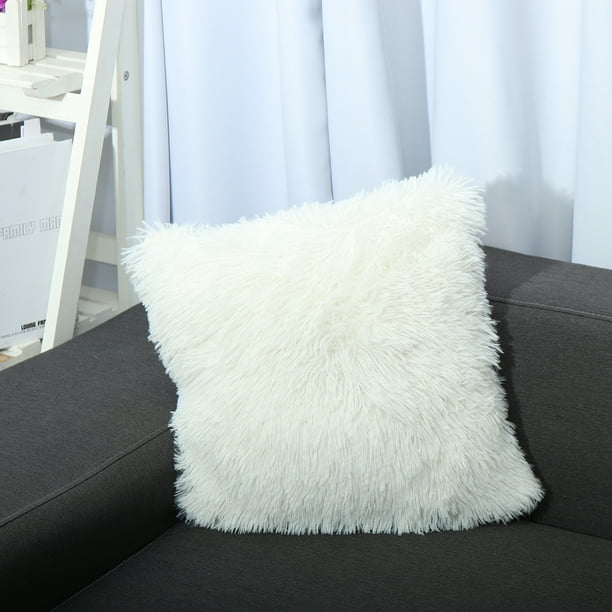 Soft Fluffy Fur Solid Color Square Throw Pillow Case Cushion Cover