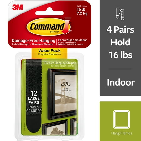 Lion Picture Hanging - Command Large Picture Hanging Strips Value Pack, Black, 12/Pack