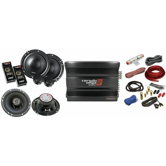 Cerwin Vega CVP1600.4D 1600W Amp   XED650C Component   XED-62 6.5" Speakers   AMP Kit