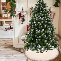Christmas Tree Skirt Carpet Christmas Tree Skirt for Christmas Decorations Plush Tree Skirts Decoration for Merry Christmas Party, Christmas Tree Gift Mat Base Round Cushion, White