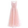 thumbnail image 5 of DPOIS Kids V-neck Tulle Flower Girls Dress Open Back Formal Long Dress, 5 of 7