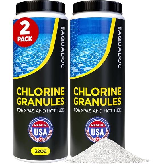 Spa Chlorine for Hot Tub Sanitizer 2lb (2 Pack) - Quick Dissolving Hot Tub Chlorine Granules, Spa Chemicals Made in the USA - AquaDoc