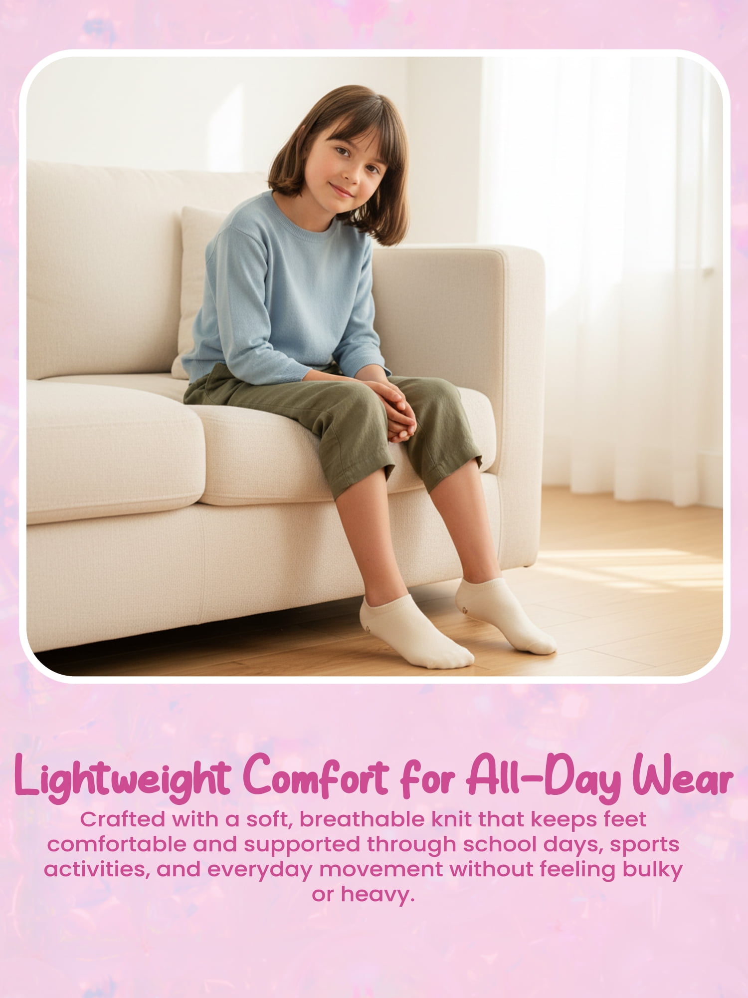 Justice No Show Socks for Girls, Cozy Socks for All Day Wear, 10 pk White Multi Color