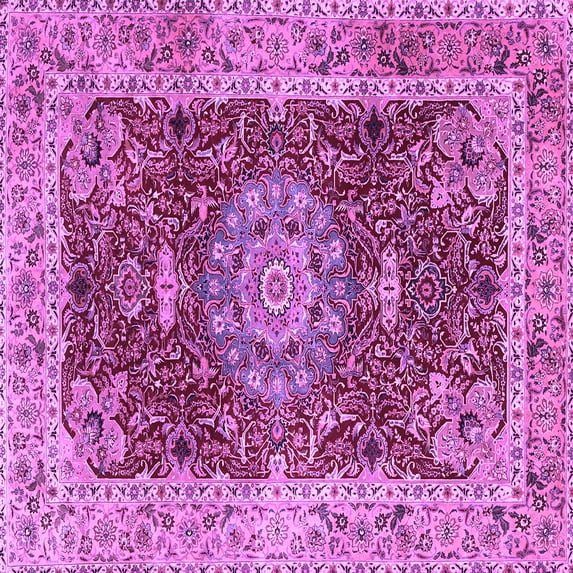Ahgly Company Indoor Square Medallion Purple Traditional Area Rugs, 4' Square