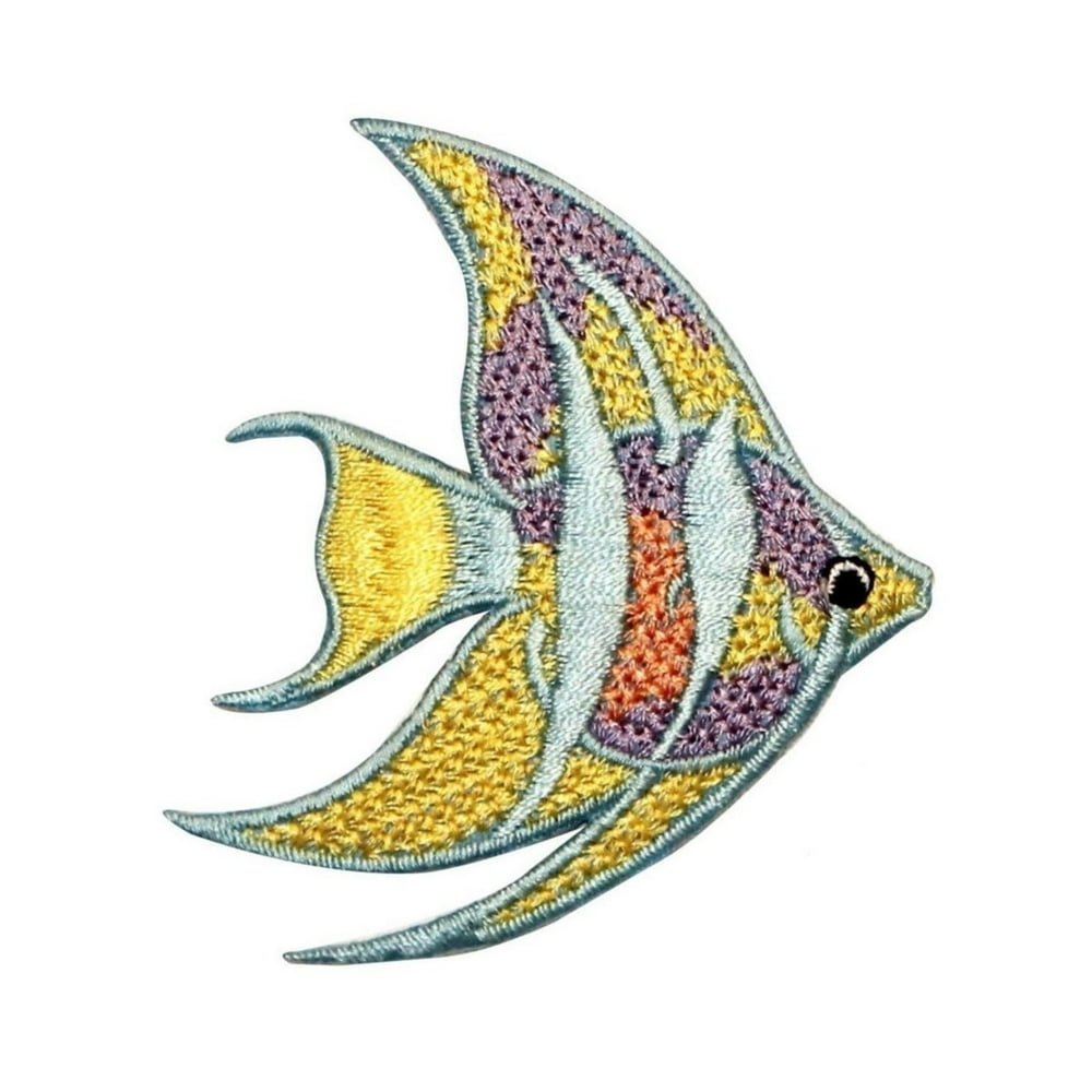 ID 0265B Larger Long Fin Angel Fish Patch Sea Life Embroidered Iron On ...