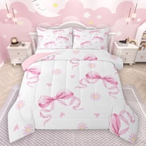 Castle Fairy 2-Piece Twin Bow Daisy Love Heart Bedding Comforter Set