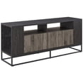 thumbnail image 1 of Contemporary 3-Door Metal & Wood TV Stand for TVs upto 65" Slate Gray/Graphite, 1 of 5