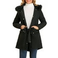 thumbnail image 1 of INSPIRE CHIC Juniors Hooded Vegan Down Faux Fur Mid Length Parka Jacket, 1 of 6