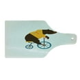 thumbnail image 2 of Bicycle Cutting Board, Big Teddy Bear of Circus Riding Bicycle with Hipster Costume Animal Image, Decorative Tempered Glass Cutting and Serving Board, Wine Bottle Shape, Brown Yellow, by Ambesonne, 2 of 5