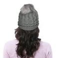 thumbnail image 4 of Solaris Winter Cable Knit Beanie Hats with Fur Pom Pom for Women Ski Cap, 4 of 6