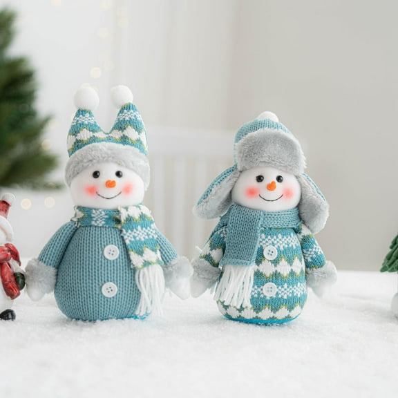 Christmas Decorations Knit Fabric Snowman Doll Christmas Ornaments Seasonal Decorative Pieces Winter Table Decor