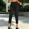 thumbnail image 2 of Dress Pants for Women High Waist Straight Leg Loose Cropped Trousers with Pockets Business Casual Pants Work office Commute Outfit Black, 2 of 5