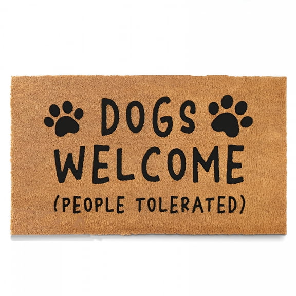 DERONA Dogs Welcome People Tolerated Doormat 24X16 Inch, Dogs Welcome Outdoor Mat, Dogs Welcome Entrance Mat Thick Non-Slip Front Door
