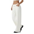 thumbnail image 2 of Women'S Wide Leg Jeans High Waisted Stretchy Straight Leg Jeans Trendy Loose Denim Pants Cream White S, 2 of 9