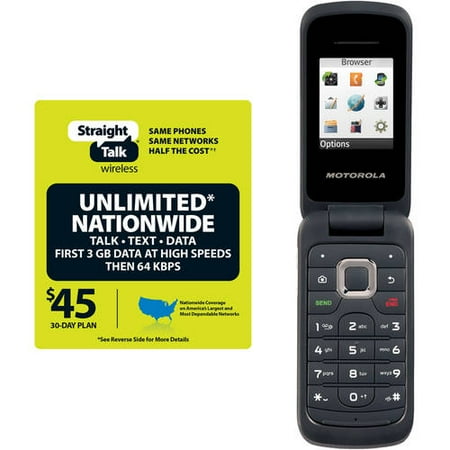Straight Talk Motorola 418G Plus $45 Unlimited Card, Refurbished