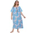 thumbnail image 3 of Women's Nightgown Cotton Sleepshirts Short Sleeve Nightshirt Loose Comfy Pajama Plus Size, 3 of 9