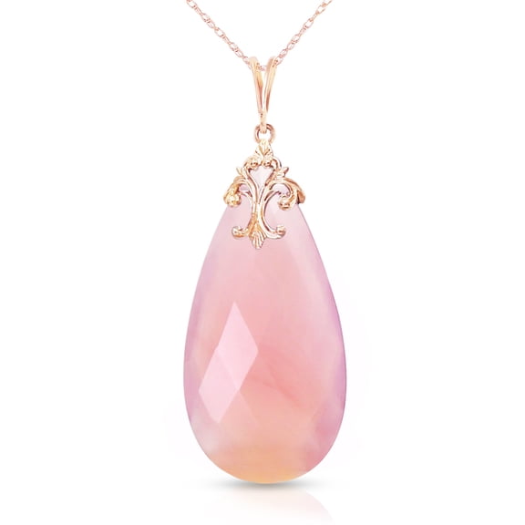 Galaxy Gold GG 14K Rose Gold Pink Chalcedony Briolette Necklace - Hope & Creativity - 16" to 24" - Fine Jewelry for Women