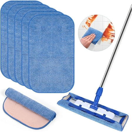 5 Pack 2-in-1 Microfiber Cleaning Cloths for MR.SIGA Professional Mop 16-Inch Streak-Free Rags