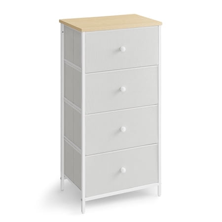 SONGMICS Commode pour Chambre, Commode en Tissu avec 4 Tiroirs, Cadre en Métal, Petite Commode