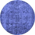 thumbnail image 1 of Ahgly Company Machine Washable Indoor Round Abstract Blue Contemporary Area Rugs, 4' Round, 1 of 4
