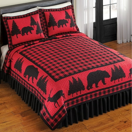 Woodland Buffalo Plaid Checkered Quilt Northwoods Seasonal Bedroom Decor