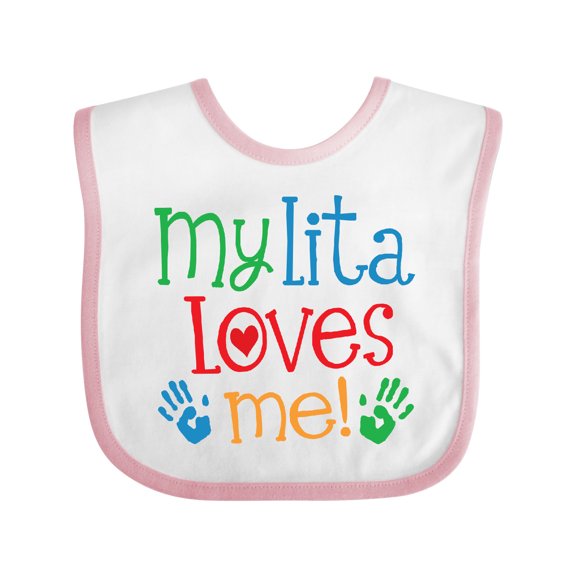 Inktastic My Lita Loves Me Grandchild Boys or Girls Baby Bib