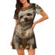 thumbnail image 1 of Balery Regal Dog In Royal Attire Camisón de manga corta con cuello redondo para mujer, cómodo y elegante., 1 of 6