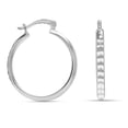 thumbnail image 4 of LeCalla 925 Sterling Silver Small Click-Top Hoop Earrings Lightweight Italian 3MM Diamond-Cut Round Classic Hoop Earrings for Women 20MM, 4 of 6