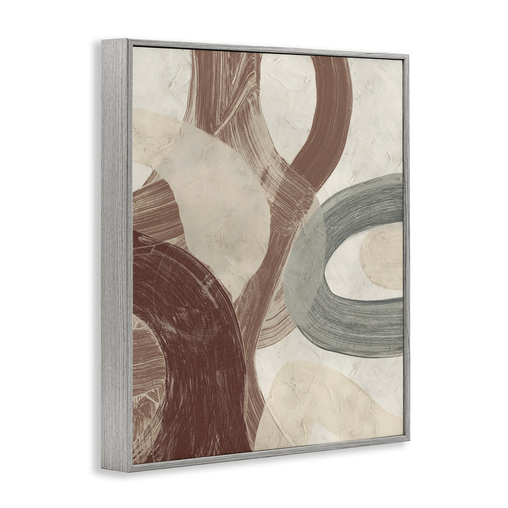Stupell Industries Neutral Shapes Expression Abstract Painting Gray Framed Art Print Wall Art, 11 x 14