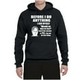 thumbnail image 2 of Wild Bobby, Office Dwight Quote Before I Do Anything, Pop Culture, Unisex Graphic Hoodie Sweatshirt, Black, Small, 2 of 4