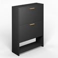 thumbnail image 5 of Shoe Cabinet with 2 Flip Drawers Shoe Rack Organizer with Open Shelf Entryway Narrow Closet for Home and Apartment Entryway Hallway,Black, 5 of 12
