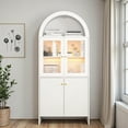thumbnail image 3 of GZXS 69.3"H Arched Storage Cabinet with LED Lights, Tall Display Cabinet with Acrylic Doors and Door Racks, Modern White Floor Cabinet for Living Room or Dining Room, 3 of 9