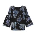 thumbnail image 2 of Alfani Womens Floral Knit Blouse, Black, X-Small, 2 of 2
