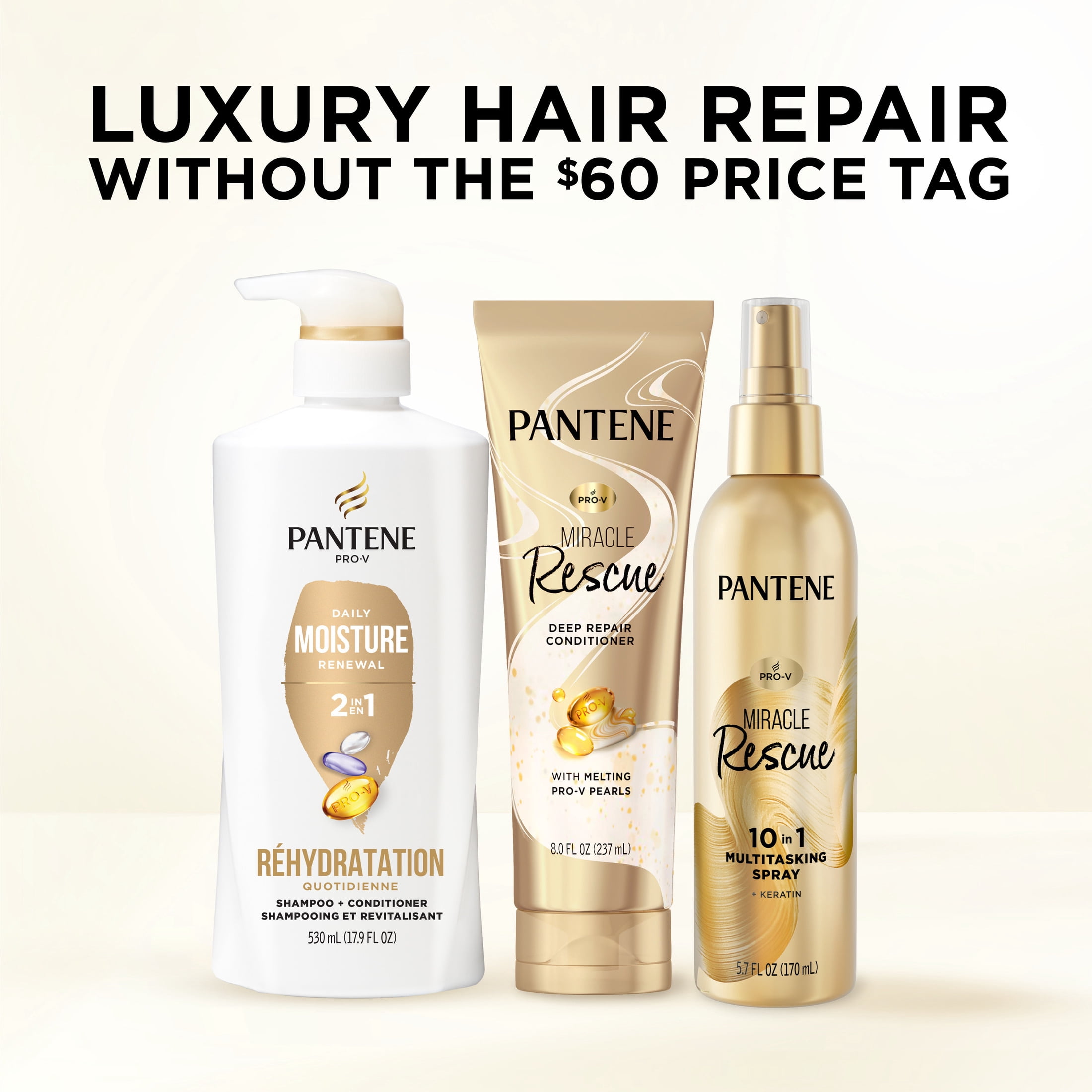 (4 pack) Pantene Pro-V Daily Moisture Renewal 2 in 1 Shampoo and Conditioner, 17.9 fl oz