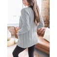 thumbnail image 3 of Jersey tipo cárdigan PRETTYGARDEN para mujer, tejido trenzado, gris, XL, 3 of 9