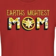 thumbnail image 2 of Junior's Marvel Earths Mightiest Mom Captain Marvel Badge  Graphic Tee Red Small, 2 of 3